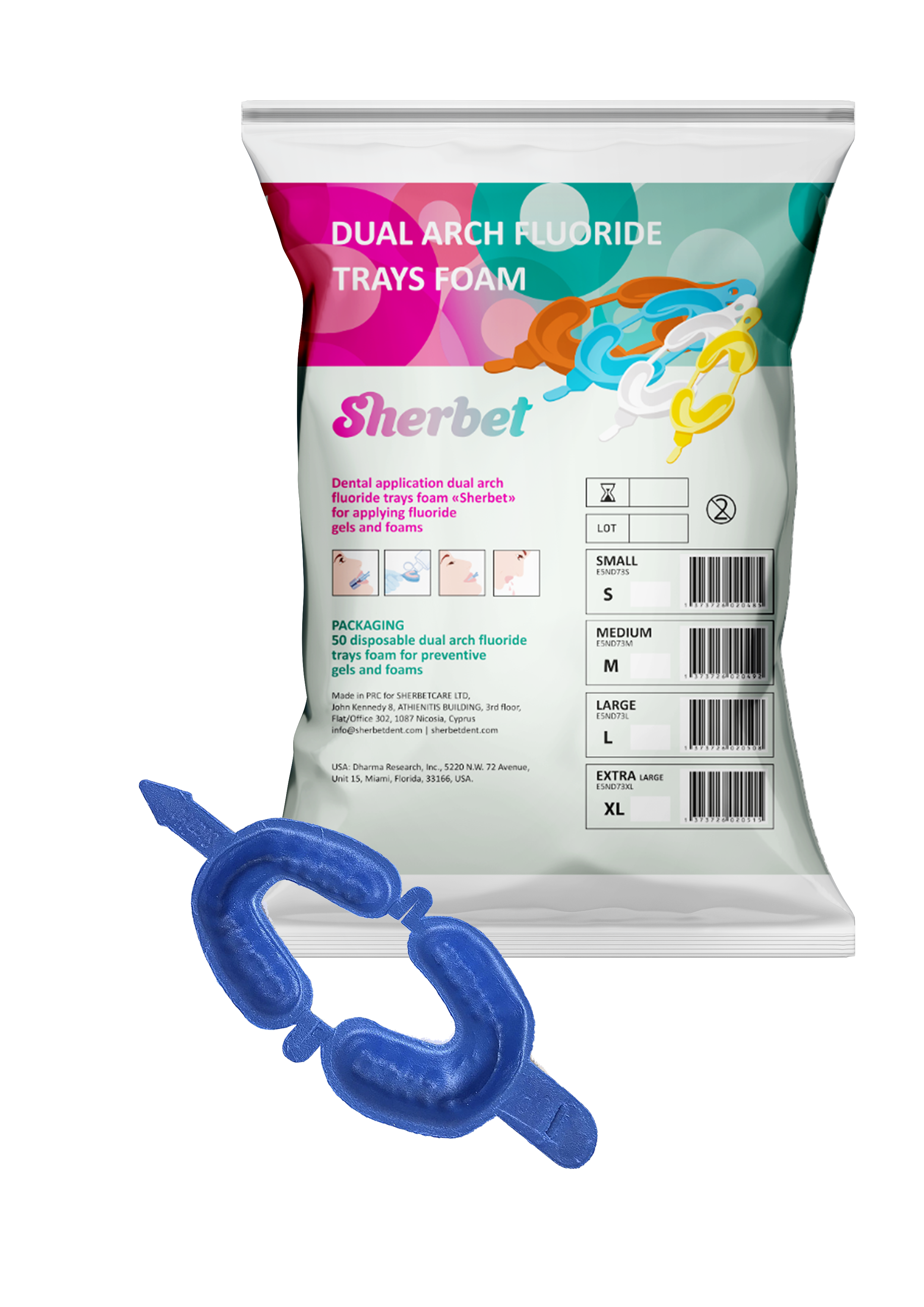 картинка Sherbet Dual Arch Fluoride Trays (50 Pcs), Size L