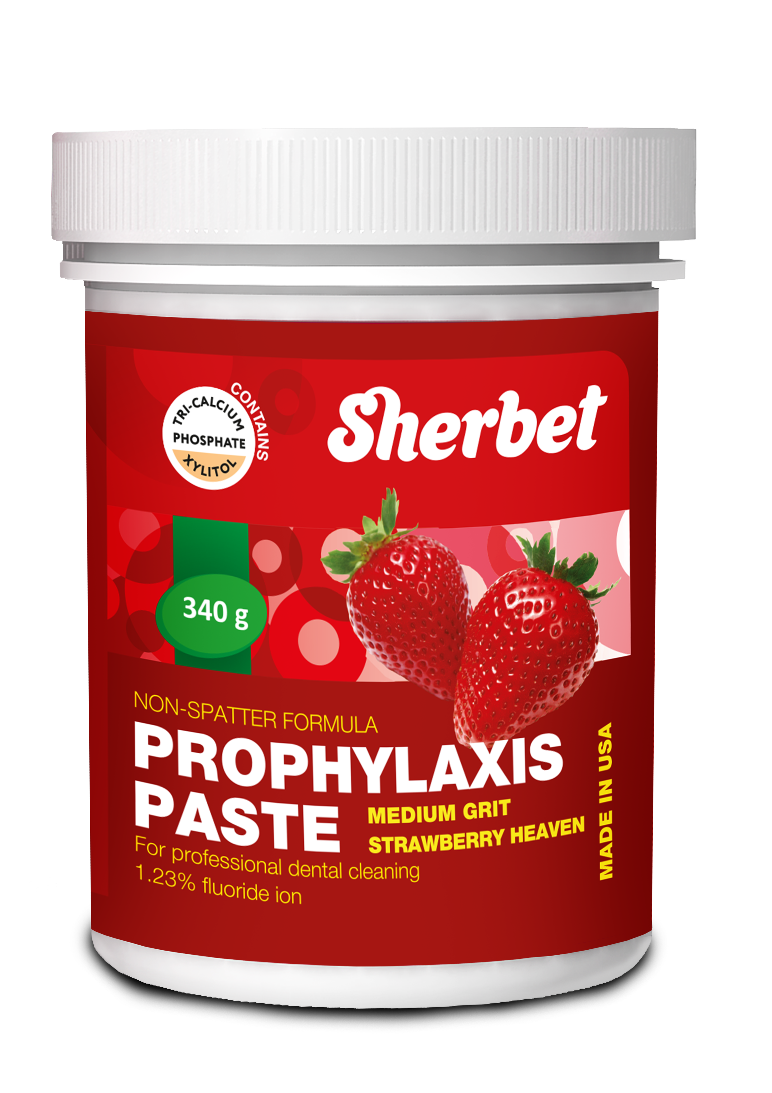 картинка Sherbet Prophylaxis Paste, Strawberry Heaven Flavor, Medium Grit, 340 gr., Jar