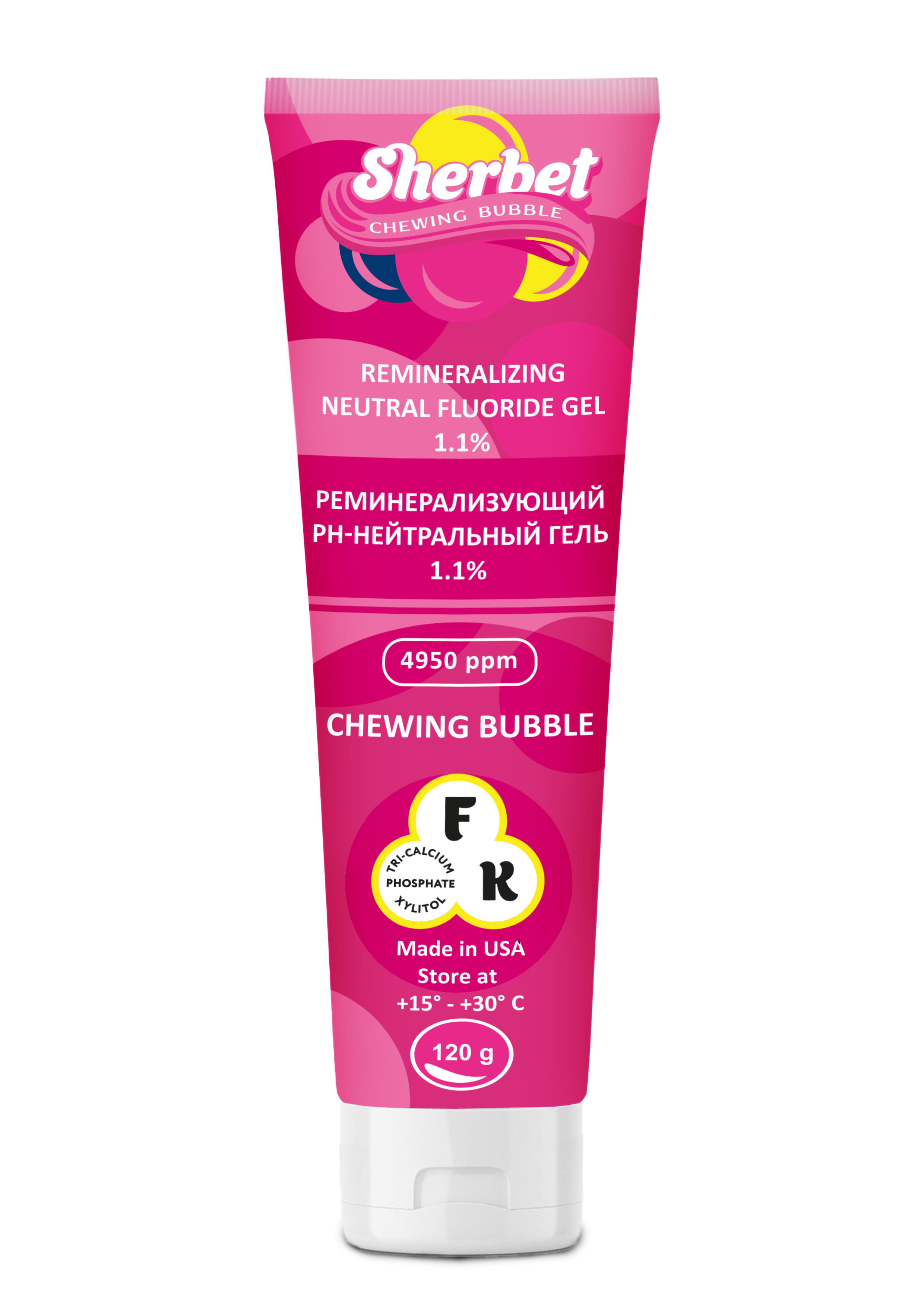 картинка Sherbet Remineralizing Gel 1.1%, Chewing Gum, 120 gr.
