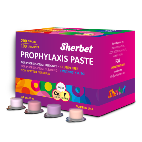 картинка Sherbet Prophylaxis Paste, Chewing Gum Flavor, Fine Grit, 100 Unidoses by 2 gr. (200 gr.)