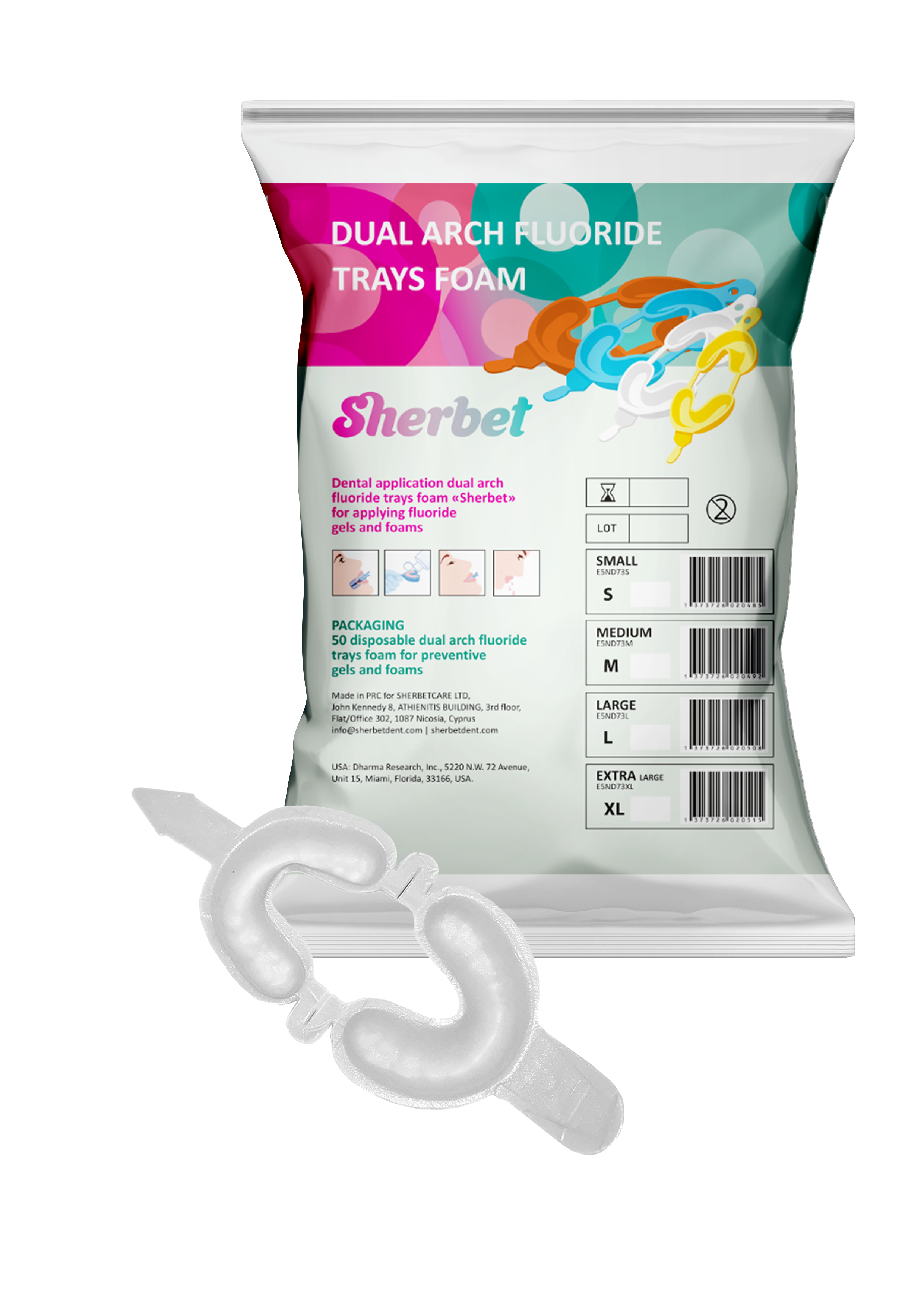 картинка Sherbet Dual Arch Fluoride Trays (50 Pcs), Size M