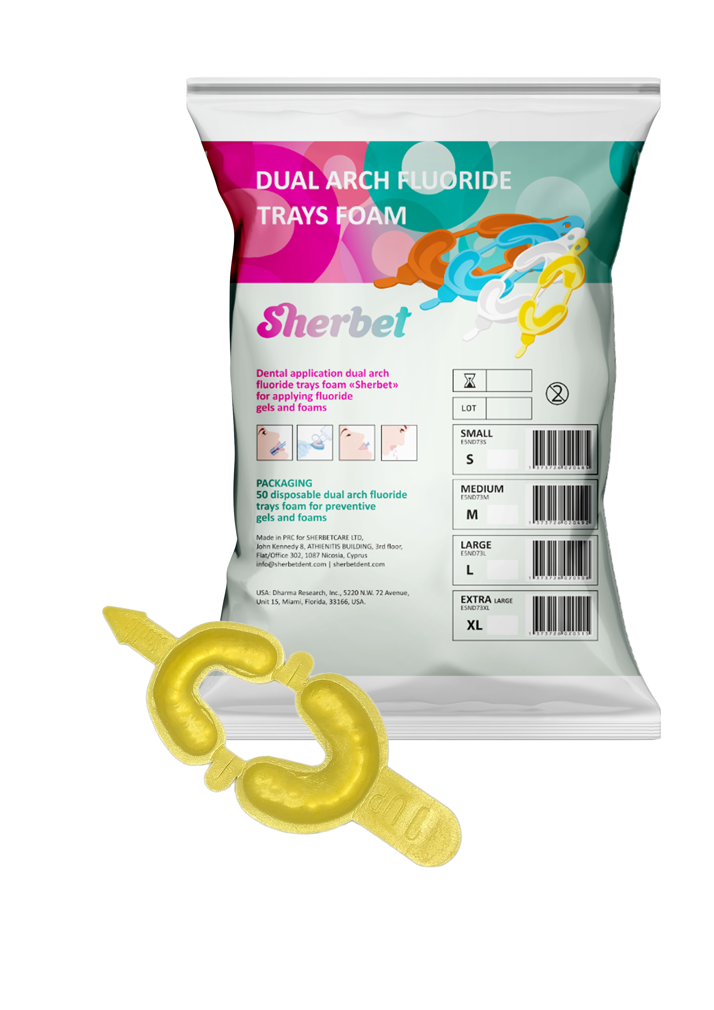 картинка Sherbet Dual Arch Fluoride Trays (50 Pcs), Size S