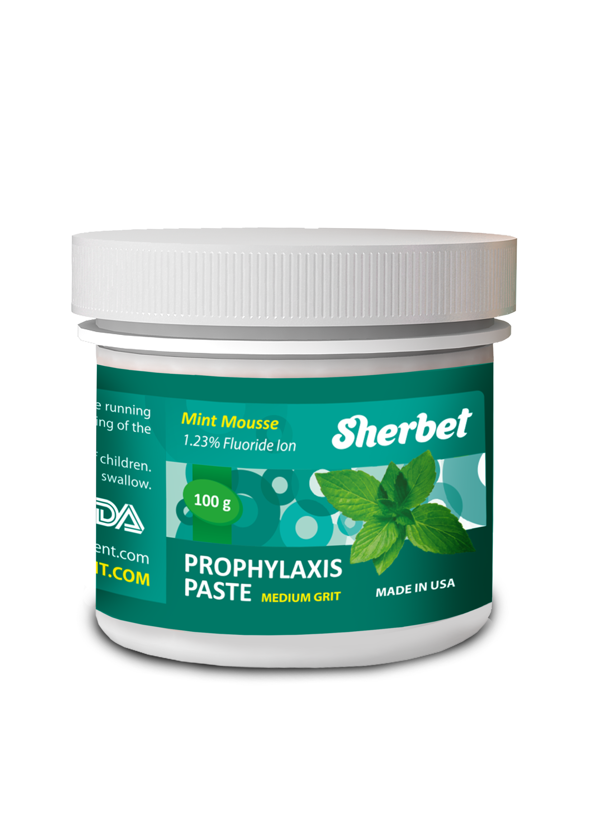 картинка Sherbet Prophylaxis Paste, Mint Mousse Flavor, Medium Grit, 100 gr, Jar