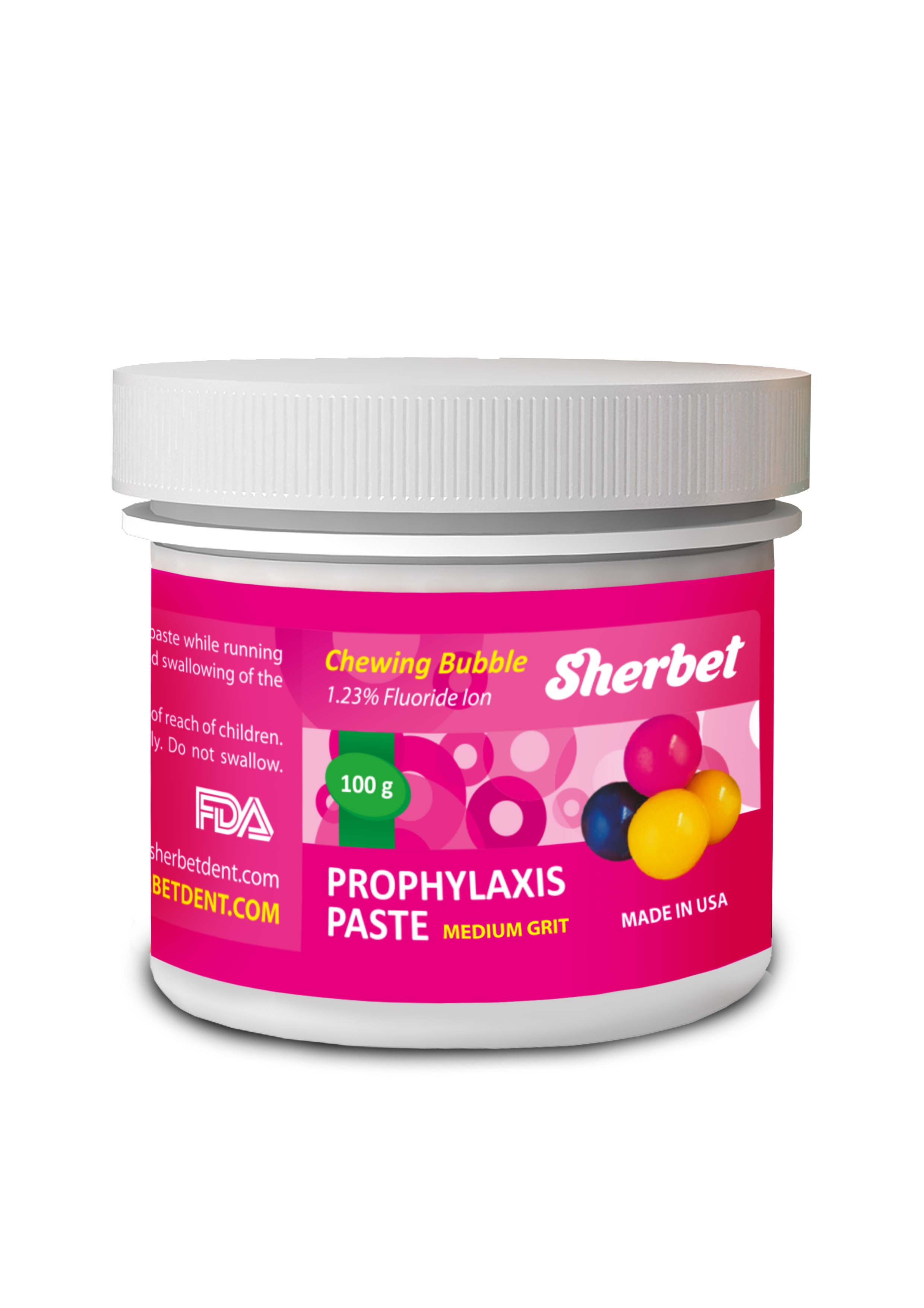 картинка Sherbet Prophylaxis Paste, Chewing Gum Flavor, Medium Grit, 100 gr, Jar