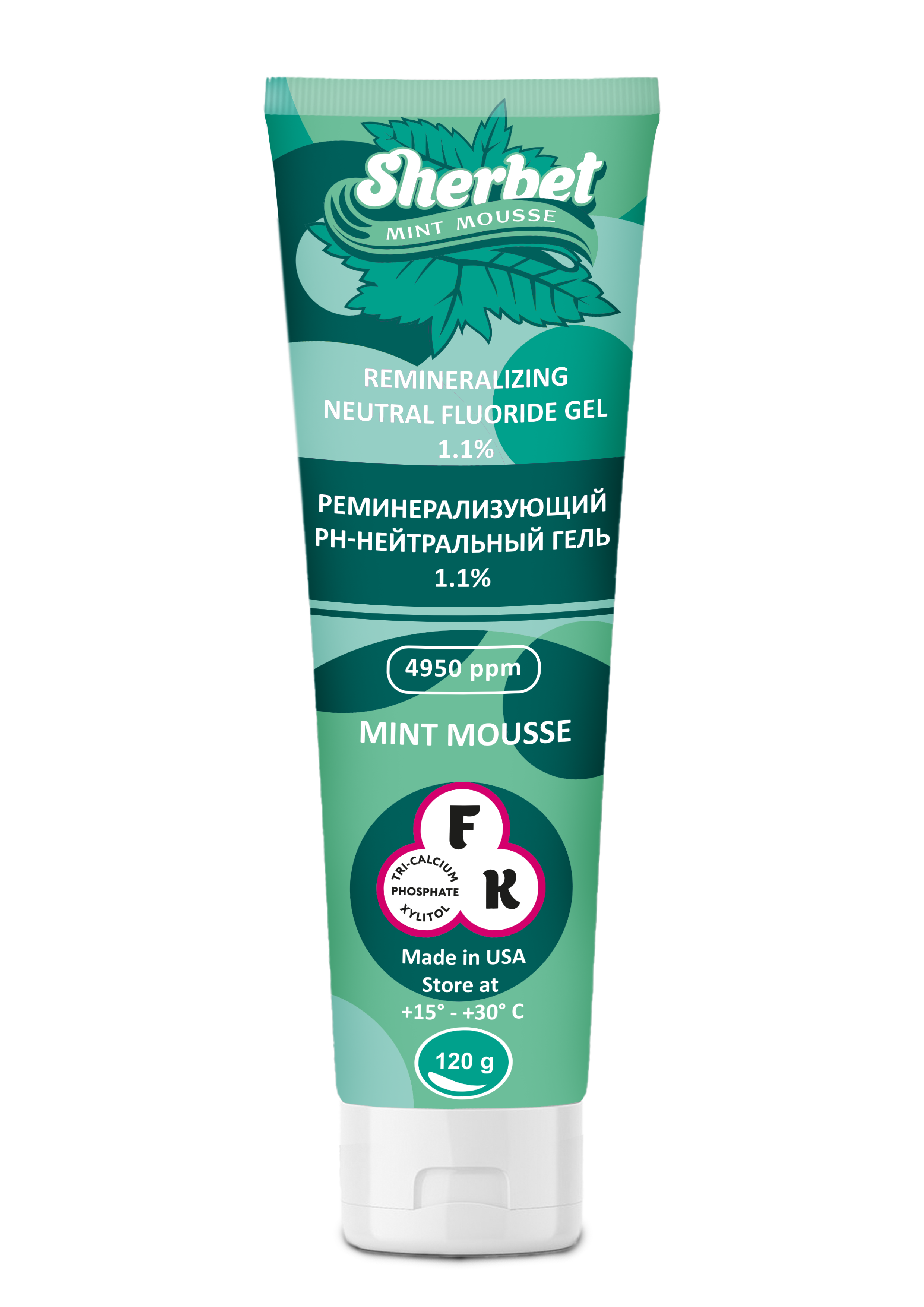 картинка Sherbet Remineralizing Gel 1.1%, Menthol Mousse, 120 gr.