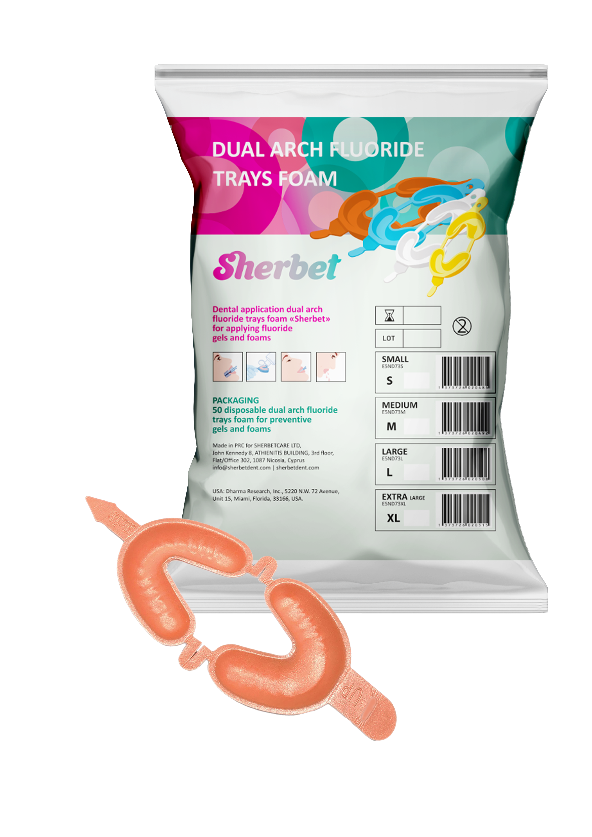 картинка Sherbet Dual Arch Fluoride Trays (50 Pcs), Size XL