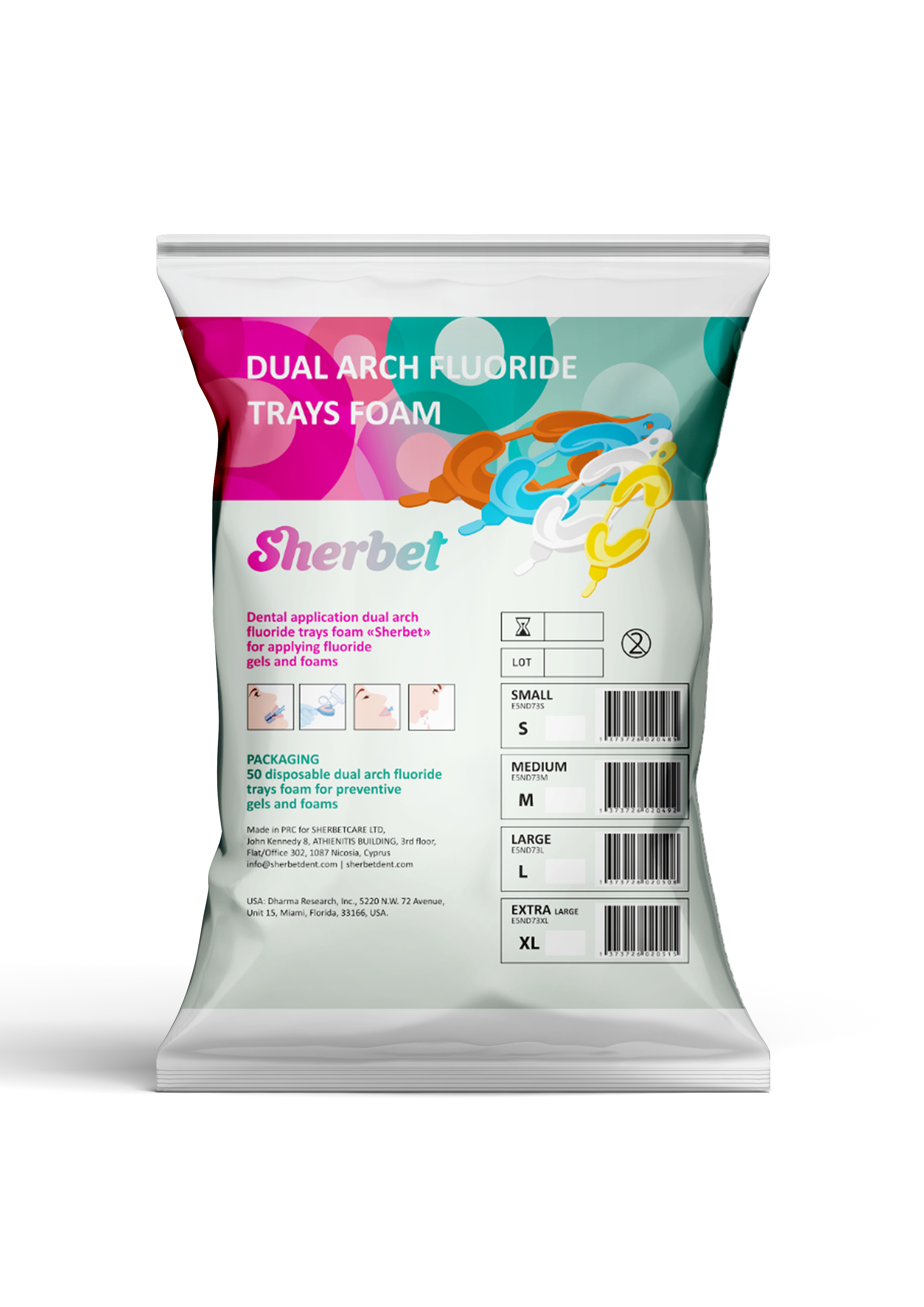 картинка Sherbet Dual Arch Fluoride Trays (50 Pcs), Size XL