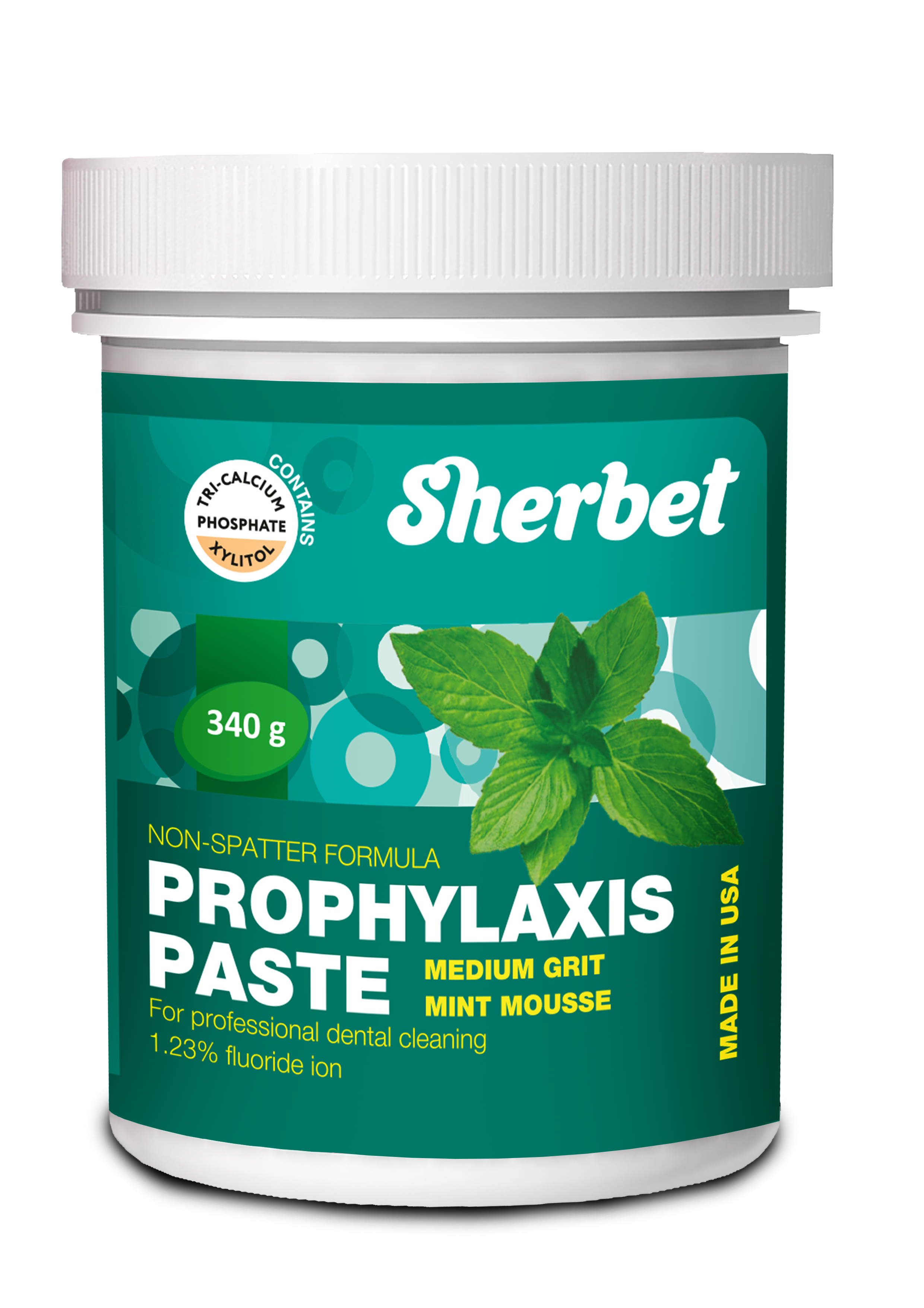 картинка Sherbet Prophylaxis Paste, Mint Mousse Flavor, Medium Grit, 340 gr., Jar