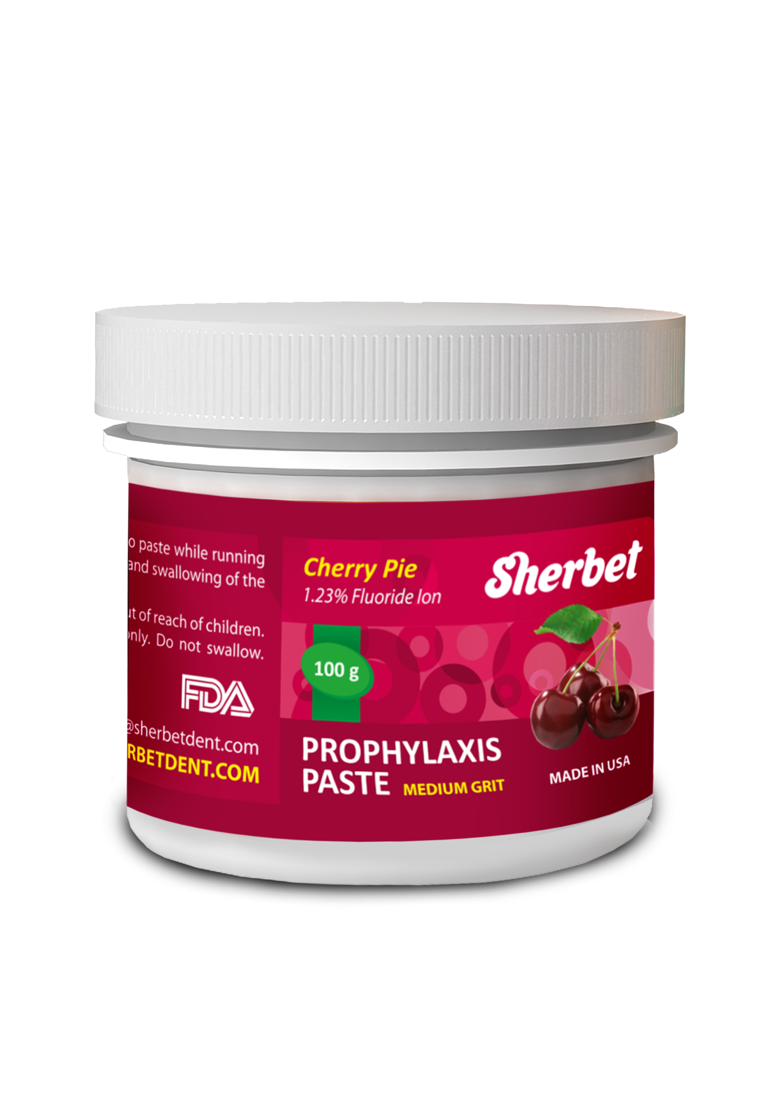 картинка Sherbet Prophylaxis Paste, Cherry Pie Flavor, Medium Grit, 100 gr., Jar