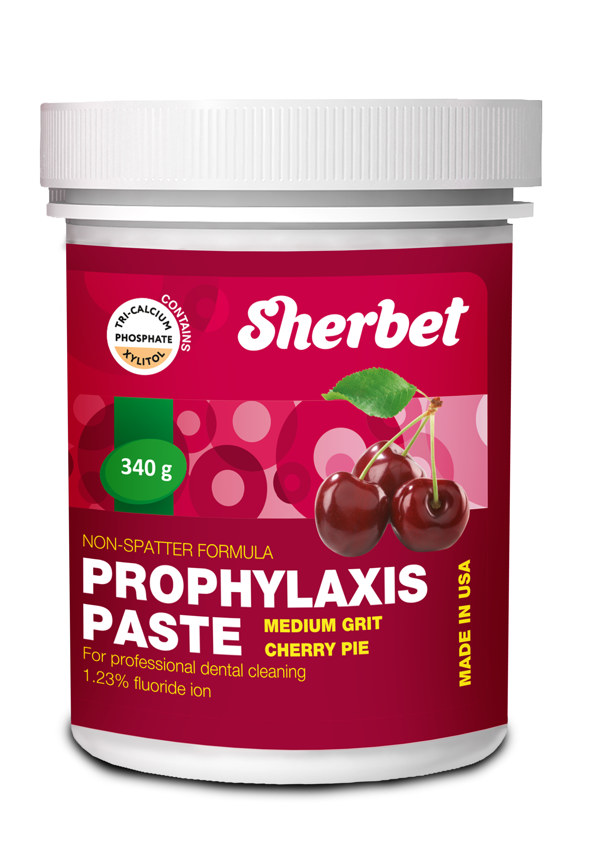картинка Sherbet Prophylaxis Paste, Cherry Pie Flavor, Medium Grit, 340 gr, Jar