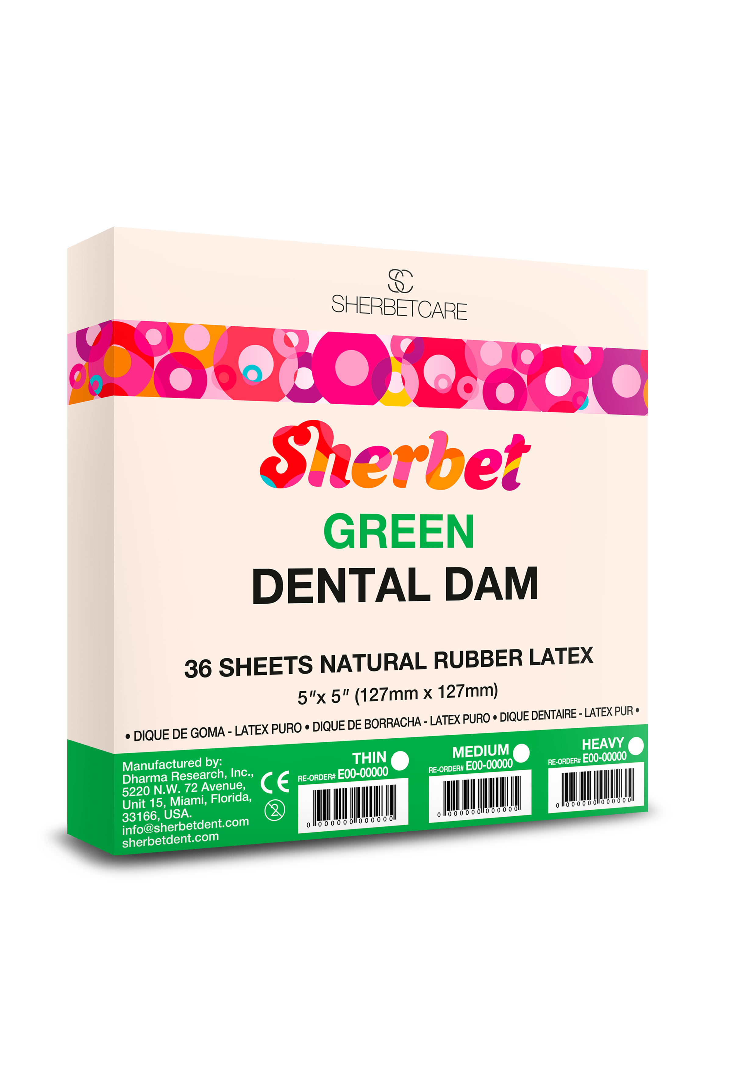 картинка Sherbet Dental Dam green 127х127 mm (5”x5”)