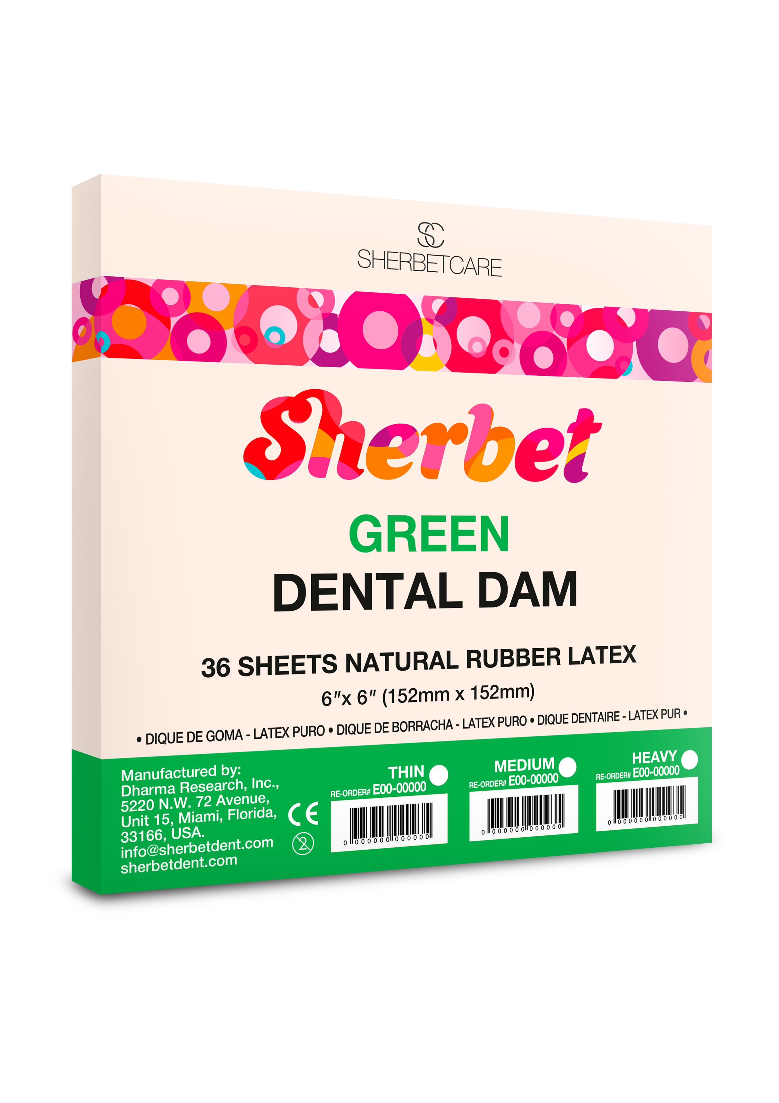картинка Sherbet Dental Dam green 152х152 mm (6”x 6”)